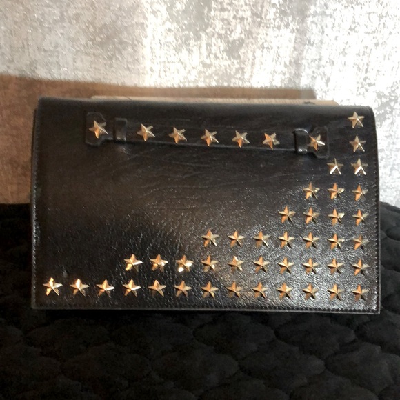 JNB Star studded, black clutch/handbag, with detachable 24 in. gold chain.💫 - Picture 7 of 7
